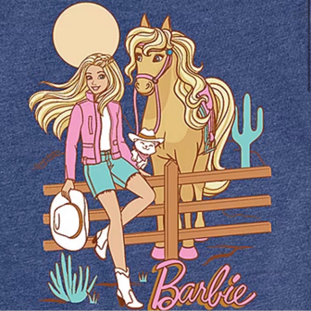 Desert Cowgirl Girls Crew Neck Short Sleeve Classic Fit Barbie Graphic T-Shirt - Picture 3 of 4